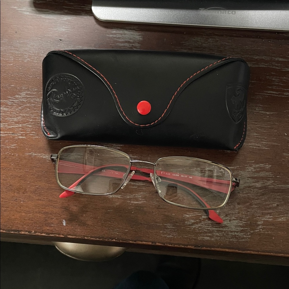 Ferrari FR 5845 col 008 55-17-140 red and gray full rim rectangular eyeglasses